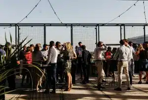 event attendees during a rooftop BBQ